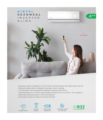 Airfel LTXM35N 12000 Btu A++ Enerji Sınıfı R410A Multi İnverter Split Duvar Tipi Klima