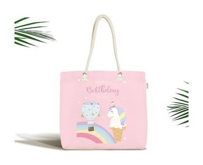 Realhomes 4369 Zeminde Unicorn Tasarımlı Kumaş Bebek Omuz Çantası Pembe