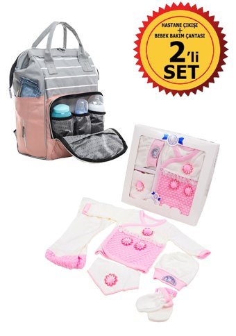 Cucul 5 Parça Papatya Hastane Çıkışı İkili Set Bebek Sırt Çantası