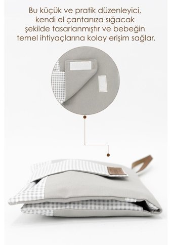 Mordesign Junior Serisi Alt Açma Organizeri Bebek Bakım Omuz Çantası Gri
