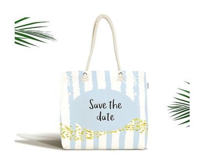 Realhomes Zeminde Save The Date Motifli Kumaş Bebek Omuz Çantası Mavi