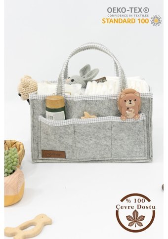 Mordesign Scotch Serisi Dolap İçi Organizer Bebek Omuz Çantası Gri