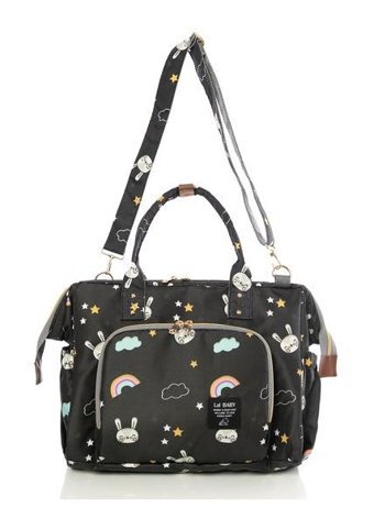 Lal Baby Baggage Bag Tavşan Desenli Bebek Omuz Çantası Siyah