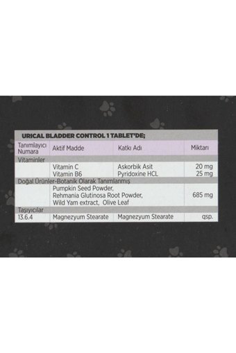 Zootech Urical Bladder Control 60 gr 40 Tablet Köpek Vitamini