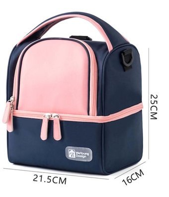 Sones Askılı ve Bölmeli Termal Biberon Termal Mama Bebek El Çantası Pembe