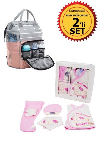 Cucul 5 Parça Kuzulu Hastane Çıkışı İkili Set Bebek Sırt Çantası