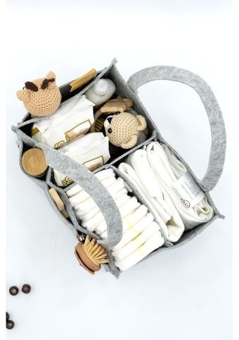 Mordesign Taşınabilir Düzenleyici Organizer Keçe Bebek Omuz Çantası Gri