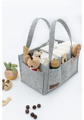Mordesign Taşınabilir Düzenleyici Organizer Keçe Bebek Omuz Çantası Gri