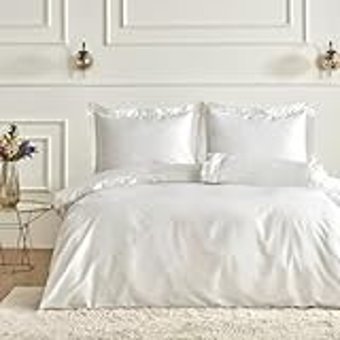 Karaca Home White Cool Begonia Çift Kişilik Dantelli Percale Nevresim Takımı Beyaz