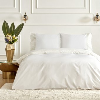 Karaca Home White Coll Acadia Çift Kişilik Dantelli Percale Nevresim Takımı