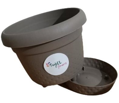 Tuğel Flowers Plastik 2.2 lt Saksı Kahverengi