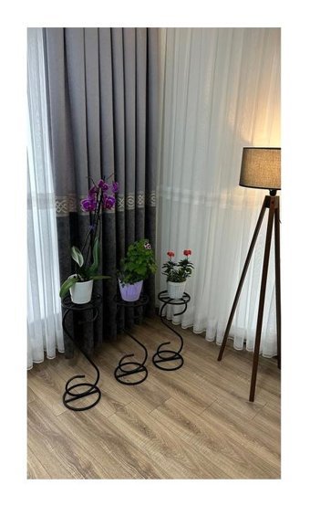 Modern Style Home Modern Style Home 3 Adet Saksılık Çiçeklik Siyah