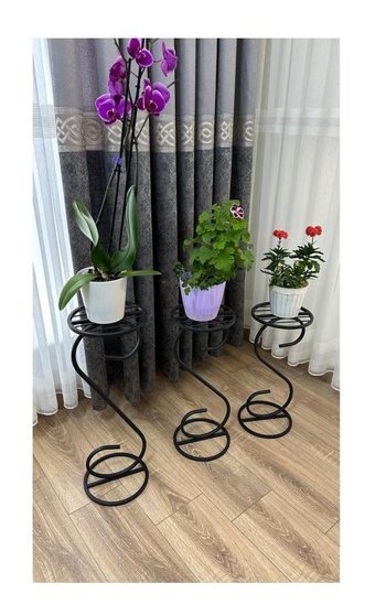Modern Style Home Modern Style Home 3 Adet Saksılık Çiçeklik Siyah