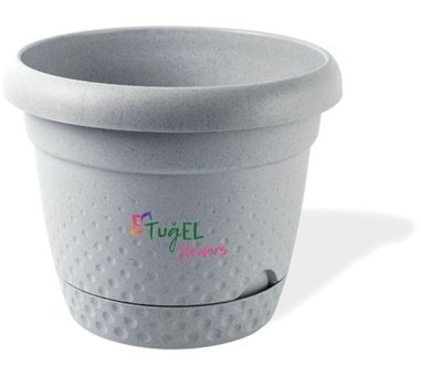 Tuğel Flowers İnci Saksı Plastik 2.2 lt Saksı Gri