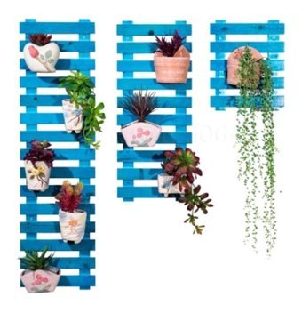 Ekonef Balkon Retro Obje 3 Adet Saksı Mavi
