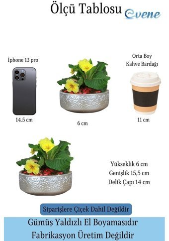 Evene Çiçek Saksısı Beton Saksı Büyük Saksı Gümüş