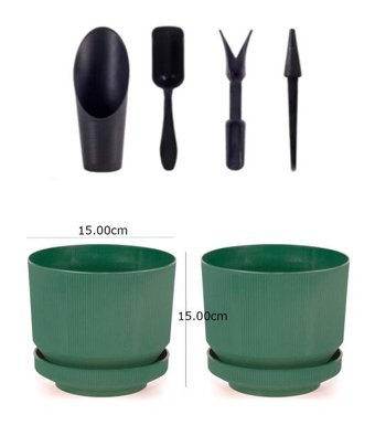 Minia Bahçe Plastik Dekoratif 2 Adet Saksı Yeşil