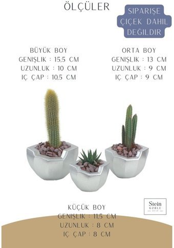 Evene Büyük Boy Önü Açık Adet Çiçek Saksı Gümüş