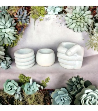 Cococraft Beton 3 Adet Skulent Saksı Mavi