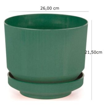 Minia Bahçe Plastik Tabaklı 9 lt Saksı Yeşil