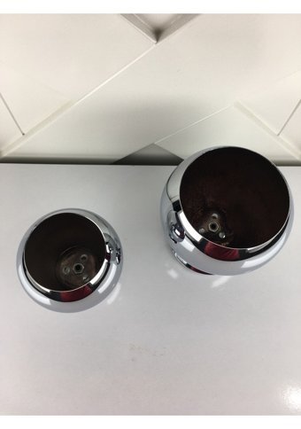 Palpe Gümüş 2 Adet Metal Orkide Biblo Obje Ev Aksesuar Saksı