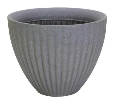 Dekorsende Plastik Yuvarlak Gri Saksı
