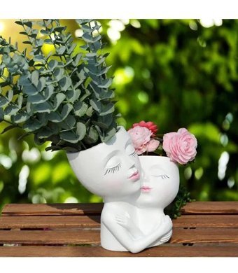 Florada İskandinav Sarılmış Sukulent Saksı Beyaz