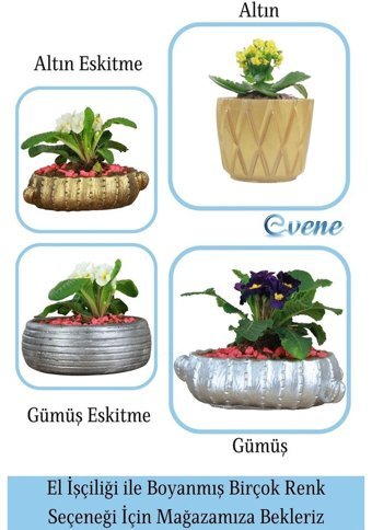Evene Beton Eskitme Büyük Çiçek Saksı Altın
