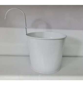 Feronya Metal Kulplu Balkon Saksısı Beyaz