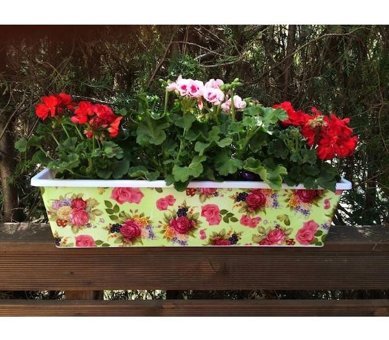 House2Home Plastik 10 Adet Saksı Güllü Balkon Saksısı