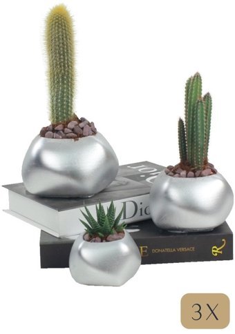 Evene Büyük Boy 3 Adet Spiral Oval Model Saksı Gümüş