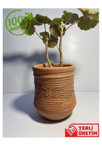 Arwen Store El Yapımı Toprak Motifli Uzun Saksı