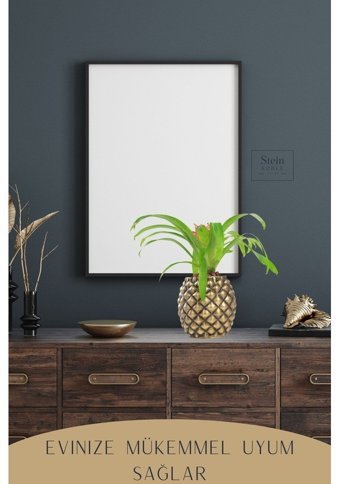 Evene Ayaklı Ahşap Büyük Boy Ananas Model Saksı Altın Eskitme