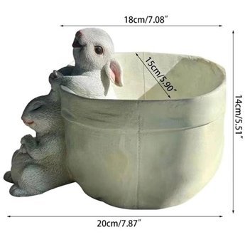 Florada Sepetten Sarkan Sevimli Tavşanlar Dekoratif Saksı