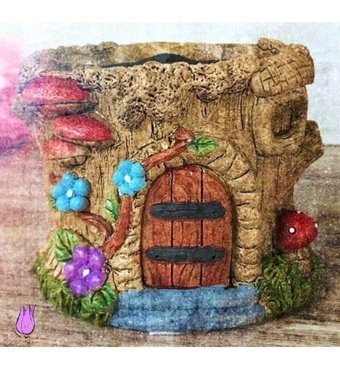 Florada 7 Cüceler Evi Beton Doğal Orta Boy Retro Boyalı Saksı