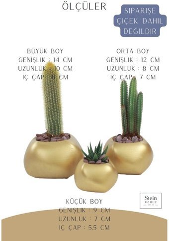 Evene Büyük Boy 3 Adet Spiral Oval Model Saksı Altın