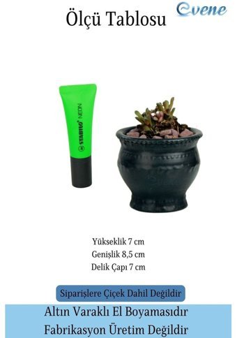 Evene Saksı Kaktüs Saksısı Dekoratif Saksı Siyah