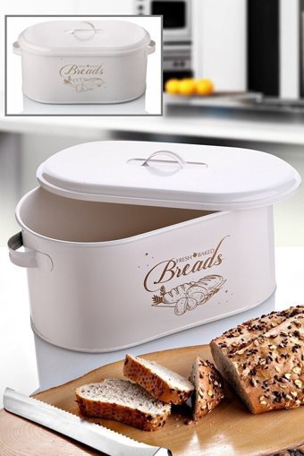 Flamingohome Kapaklı Beyaz Ekmek Kutusu