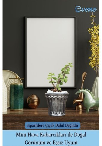 Evene Dekoratif Model 8 Saksı Gümüş Eskitme