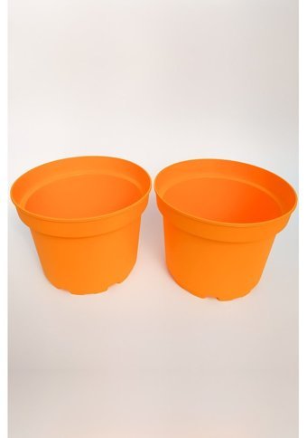 Tekpar Plastik Büyük Boy 2 Adet Dekoratif Saksı Turuncu