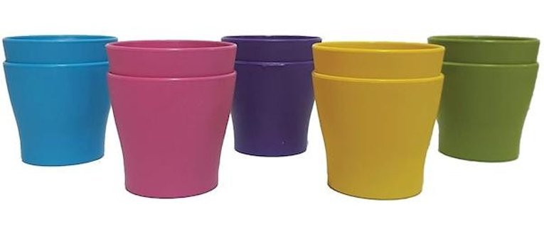 Poliwork Plastik 10'lu Gardenya Renkli Kaktüs Saksısı