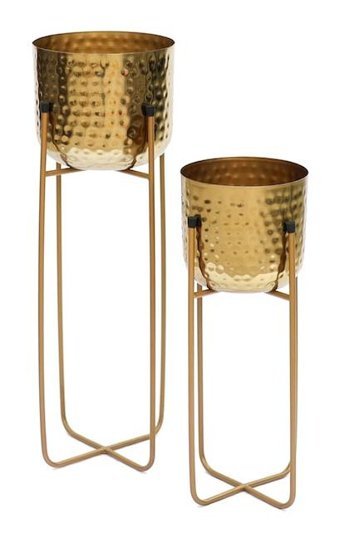 Greenmall Victoria 3 lt Metal Ayaklı Küçük Boy Saksı Sarı