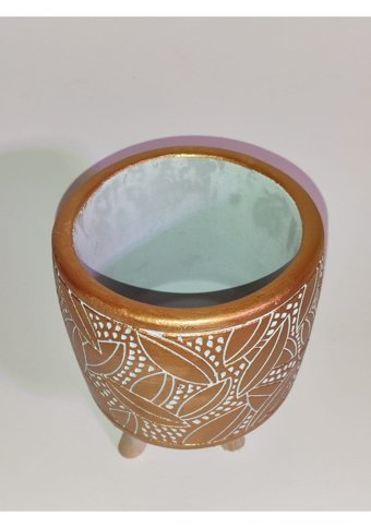 Oem Beton Ayaklı Saksı Altın