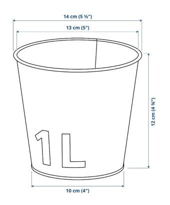 Ikea Akerbar Çelik 1 lt Saksı Antrasit