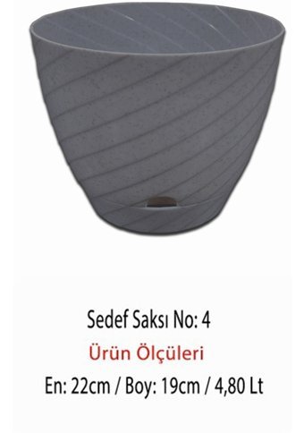 Montesev Sedef 4.8 lt Çiçek Saksı Gri