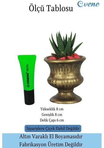 Evene Kaktüs Eskitme Model Saksı Altın