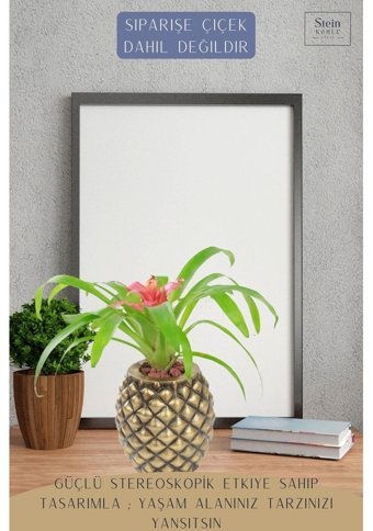 Evene Büyük Boy Ananas Model Saksı Altın Eskitme