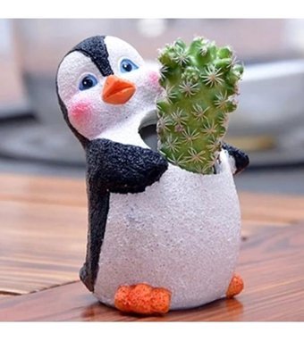 Florada Sukulent 4 Adet Minnoş Penguen Dekoratif Saksı
