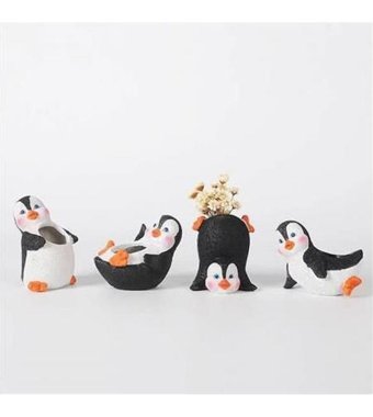 Florada Sukulent 4 Adet Minnoş Penguen Dekoratif Saksı