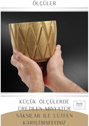 Evene Çiçek Saksısı Büyük Boy 3 Adet Baklava Model Altın